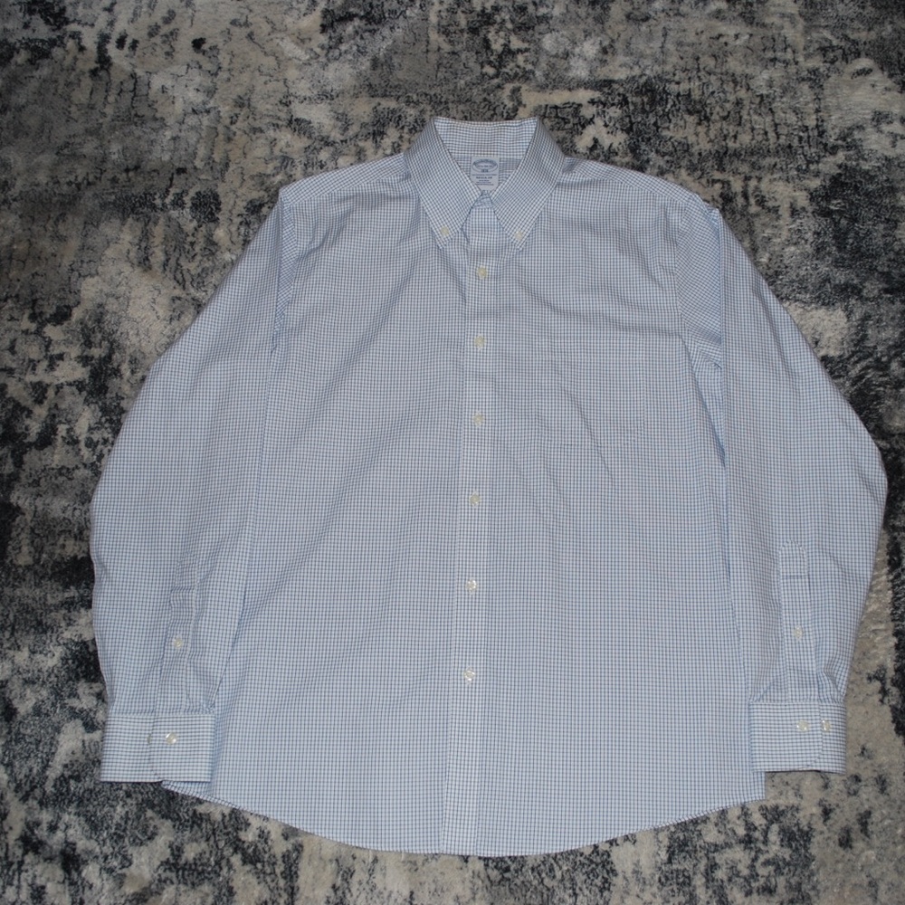 Brooks Brothers Blue And White Striped 1818 Button Down Dress Polo Shirt